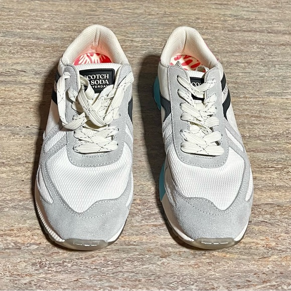 Scotch & Soda Amsterdam White, Gray, and Pink Sneakers